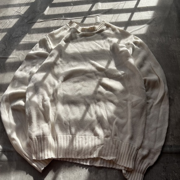 Vintage Sweaters - Vintage Flying Scotsman Cream Wool Knit Duck Embroidered Crewneck Sweater Large